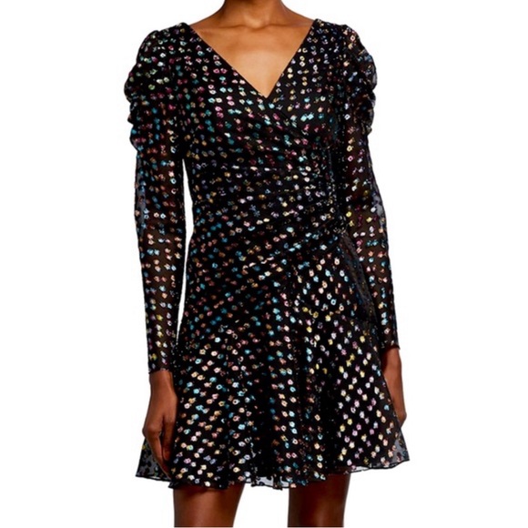 Marchesa Notte Black Dress Women's Multicolor Polka Dot Size 4 - Picture 1 of 14